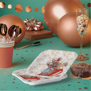 Alt modische Weihnachts-Einkaufspapier-Teller Pappteller
