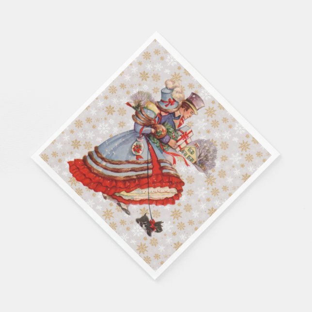 Alt modische Weihnachts-Einkaufspapier-Teller Serviette (Ecke)