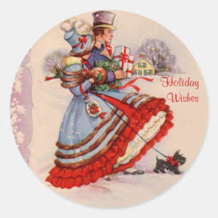 Alt modische Weihnachts-Shopping-Stickers Runder Aufkleber