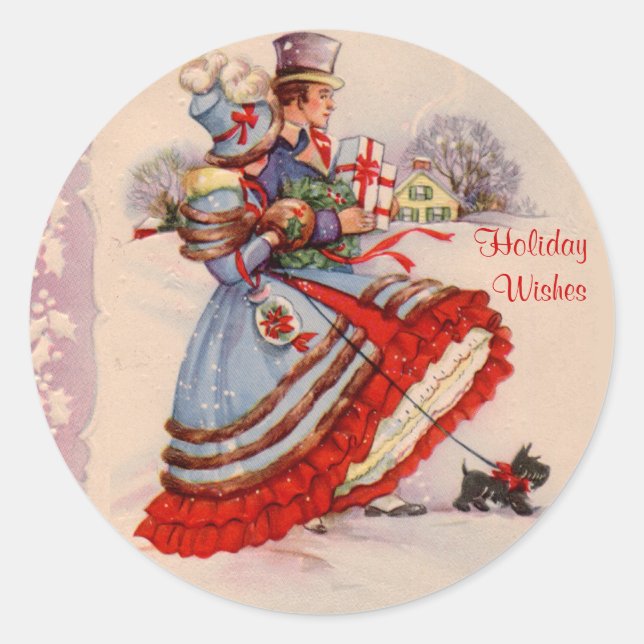 Alt modische Weihnachts-Shopping-Stickers Runder Aufkleber (Vorderseite)