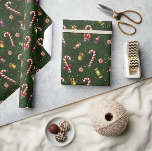 Alt modische Weihnachtsbonbons Geschenkpapier