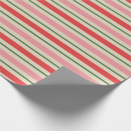 Alt modische Weihnachtsstreifen Muster Rosa Rot Geschenkpapier