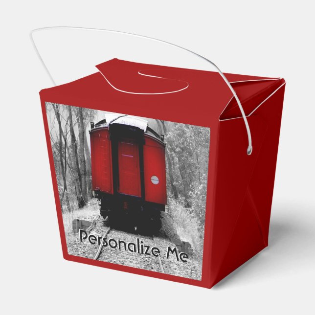 Alt modischer Dampfzug mit Red Caboose Geschenkschachtel (Rückseite)