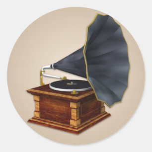 Alt modischer Phonograph Runder Aufkleber
