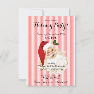 Alt modischer Vintager Weihnachtsmann Roter Streif Einladung