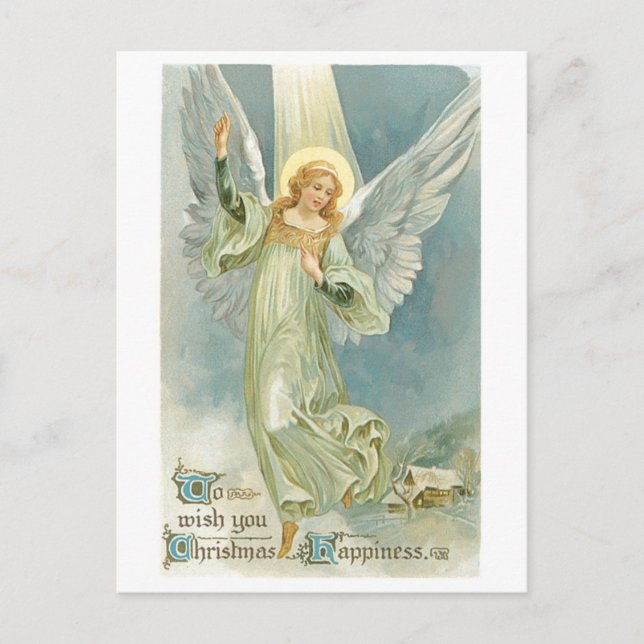 Alt modischer Weihnachtsangel Gloria Feiertagspostkarte (Vorderseite)