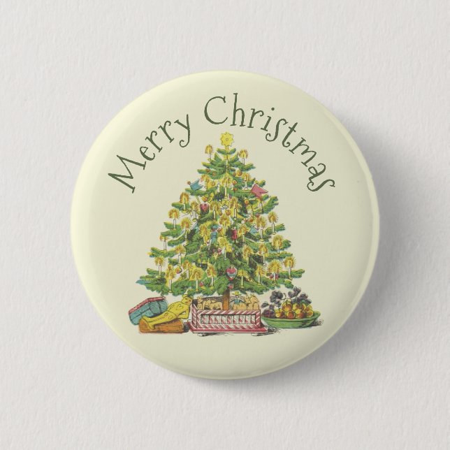 Alt modischer Weihnachtsbaum-Button Button (Vorderseite)