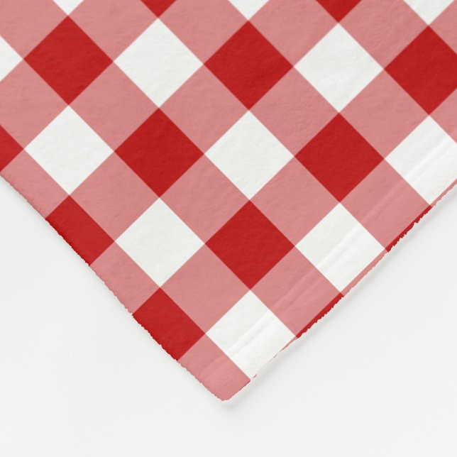 Alt modisches Red & White Gingham Prüfmuster Fleecedecke (Ecke)