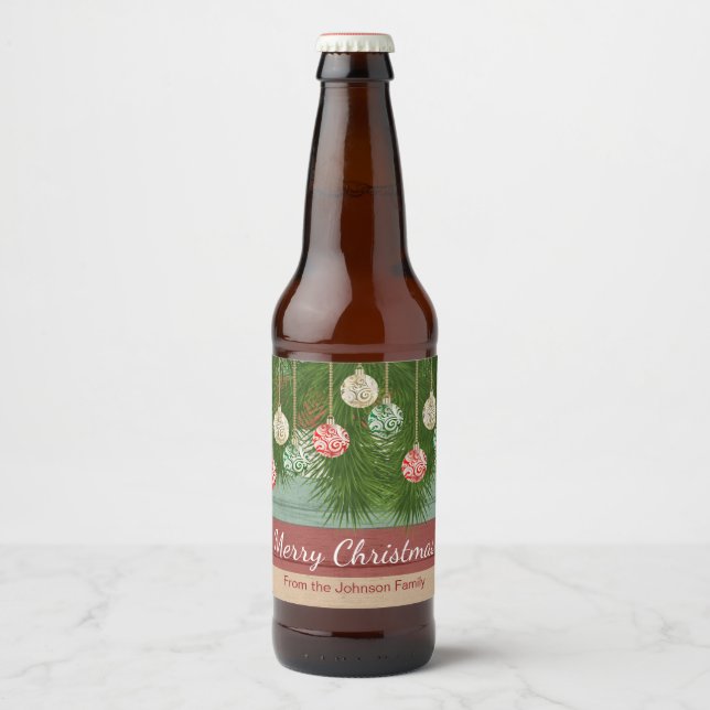 Alt modisches Weihnachtsdekor-Design Bierflaschenetikett (Vorderseite)