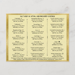 Alt-Schlüssel- und HTML-Tastaturcodes Postkarte