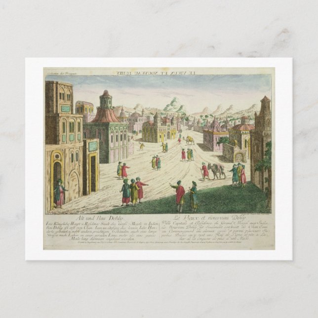 Alt und Neu-Delhi (Aquatint) Postkarte (Vorderseite)