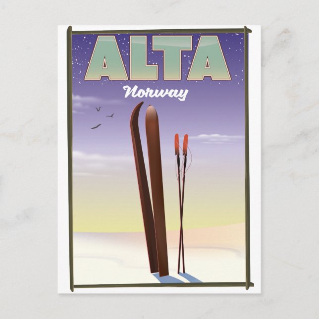 ALTA Norwegen Skifahrplakat Postkarte (Vorderseite)