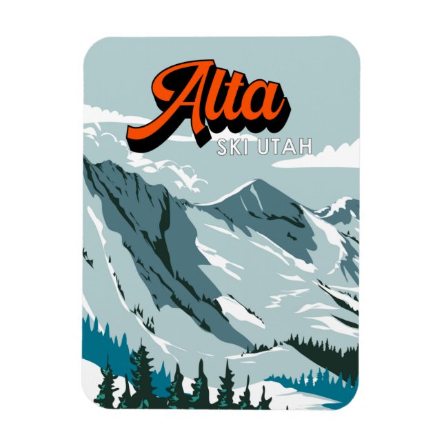 Alta Skigebiet Winter Utah Vintag Magnet (Vertikal)