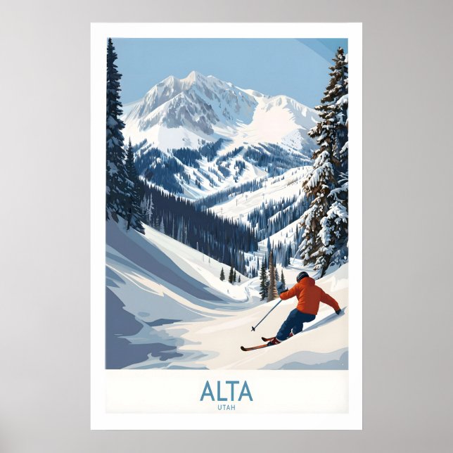 Alta Utah Ski-Abenteuerdruck - Wasatch Poster (Vorne)