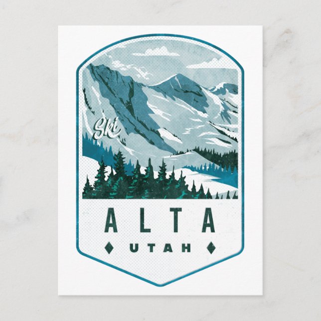 Alta Utah Ski Abzeichen Postkarte (Vorderseite)