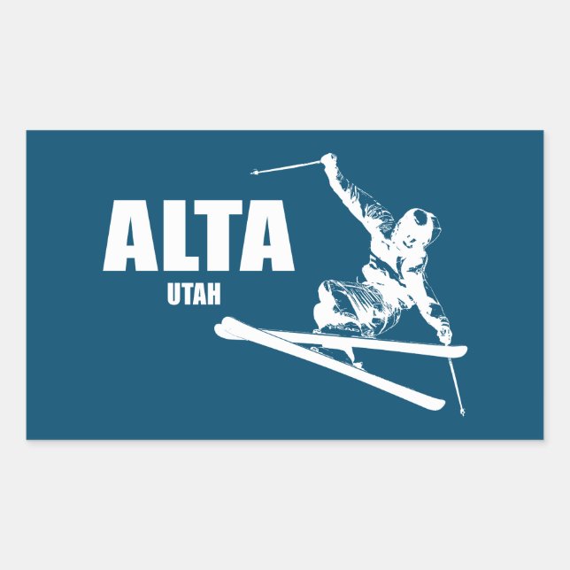 Alta Utah Skier Rechteckiger Aufkleber (Vorderseite)