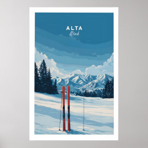 Alta Utah Skifahren im Schnee Druck - Skigebiet Poster