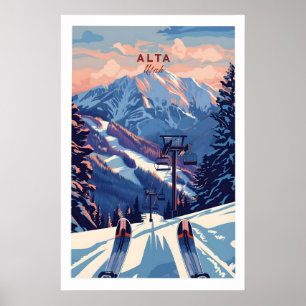 Alta Utah Skilift Bergansicht Poster - Dramatisch