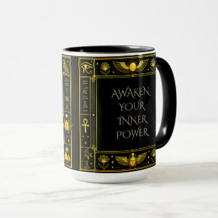 Altägyptische Symbole Schwarz Gold Muster Luxus Tasse