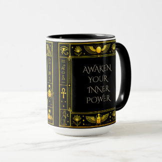 Altägyptische Symbole Schwarz Gold Muster Luxus Tasse