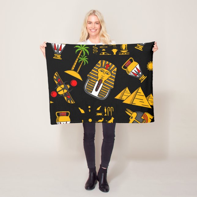 Altägyptischer Hieroglyphischer Muster Hintergrund Fleecedecke (Beispiel)