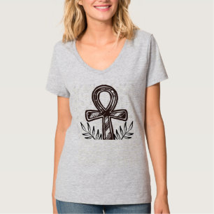 Altägyptisches Ankh & Olivenzweig Minimalistisch T-Shirt