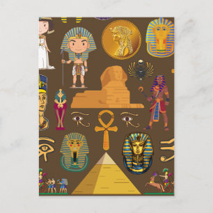 Altägyptisches Hieroglyphen-Muster-Symbol Postkarte