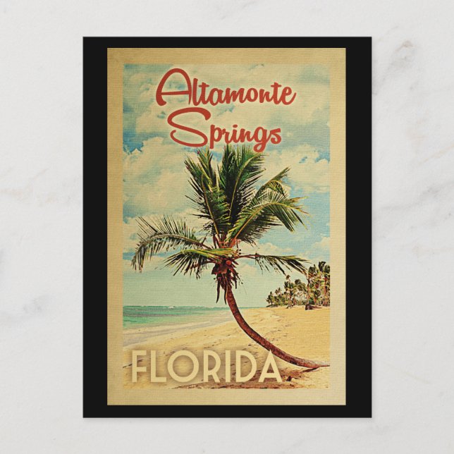 Altamonte Springs Palm Tree Vintage Travel Postkarte (Vorderseite)