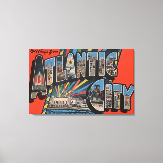 Altantische Stadt, New Jersey - Großbuchstabe Leinwanddruck (Vorderseite)