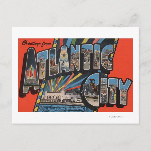 Altantische Stadt, New Jersey - Großbuchstabe Postkarte (Vorderseite)