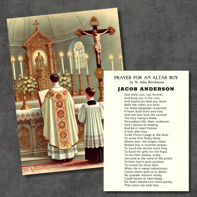 Altar Boy Gebet für katholische Priesterreisen Mitteilungskarte (Von Creator hochgeladen)