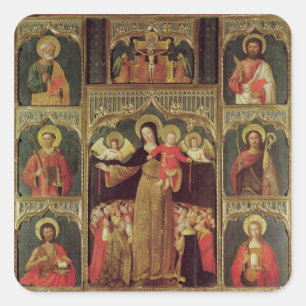 Altarpiece der Jungfrau des Rosenbeetes, c.1500 Quadratischer Aufkleber