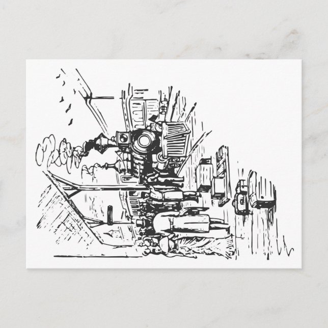 Altbahnhof | Lokomotive | Vintag Postkarte (Vorderseite)