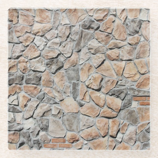 Altbraune Burg Stone Textur Glasuntersetzer (Vorderseite)