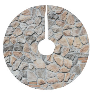 Altbraune Burg Stone Textur Polyester Weihnachtsbaumdecke