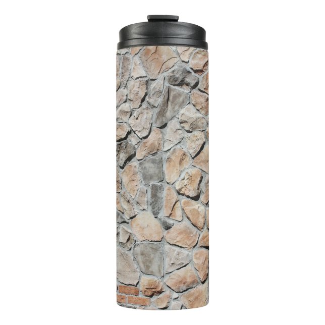 Altbraune Burg Stone Textur Thermosbecher (Vorderseite)