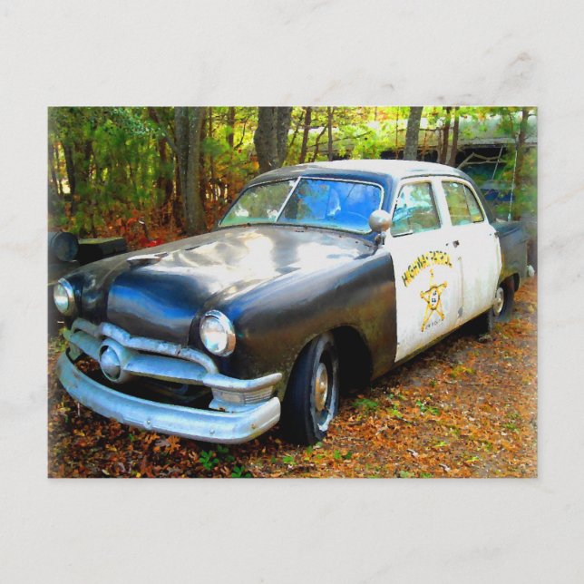 Alte 50 Highway Patrol Polizeiwagen Postkarte (Vorderseite)
