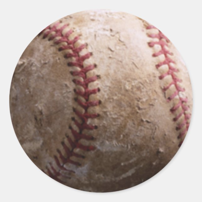 Alte abgenutzte, zerklüftete Baseballaufkleber Runder Aufkleber (Vorderseite)