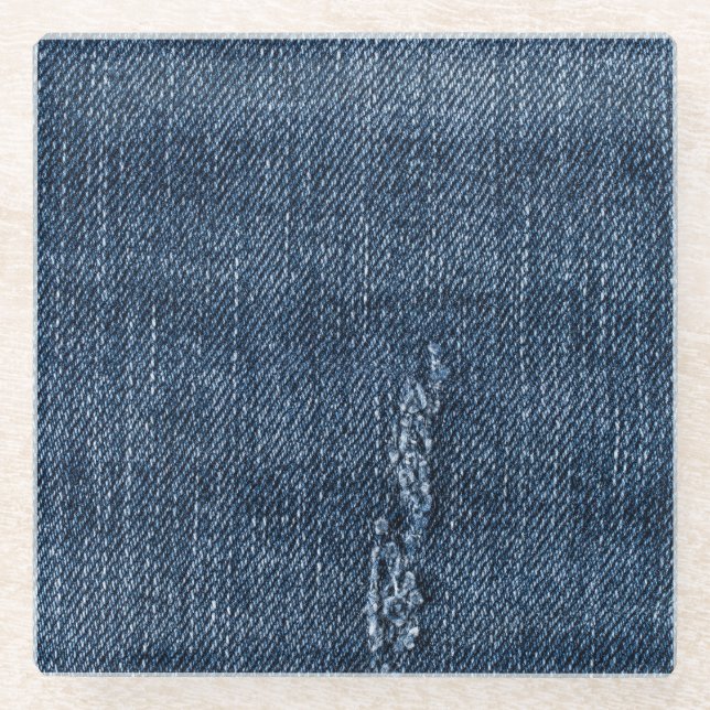 Alte abgerissene Denim: Jeans Textur. Glasuntersetzer (Vorderseite)