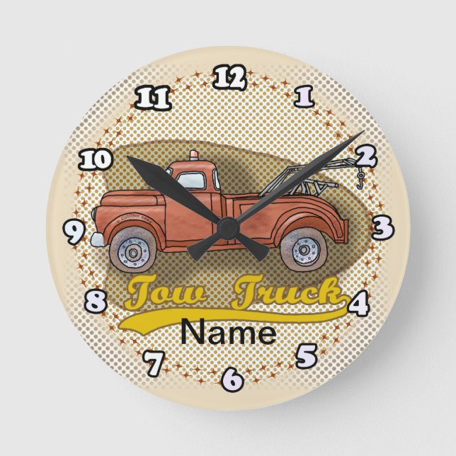 Alte Abschleppwagen-Uhr Runde Wanduhr (Vorderseite)