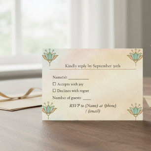 Alte ägyptische elegante Lotus-RSVP-Karte RSVP Karte