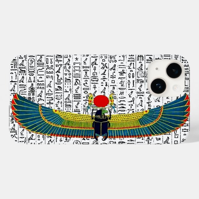 Alte ägyptische Gott Scarab Hieroglyphics Design Case-Mate iPhone 14 Hülle (Rückseite (Horizontal))