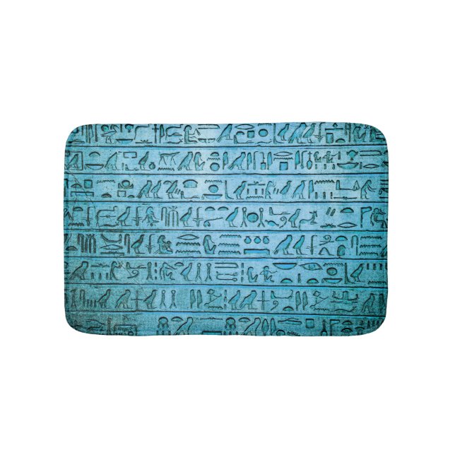 Alte ägyptische Hieroglyphen Blau Badematte (Vorderseite)