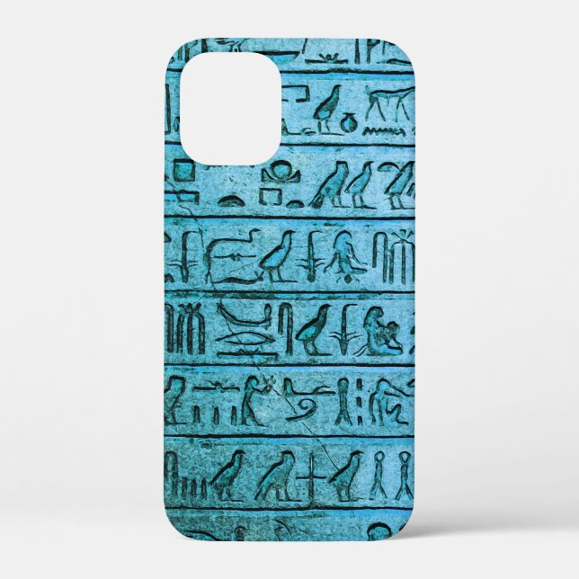 Alte ägyptische Hieroglyphen Blau Case-Mate iPhone Hülle (Rückseite)
