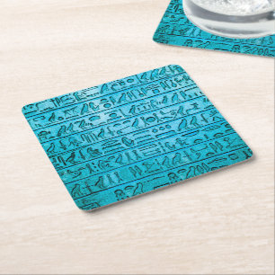 Alte ägyptische Hieroglyphen Blau Rechteckiger Pappuntersetzer