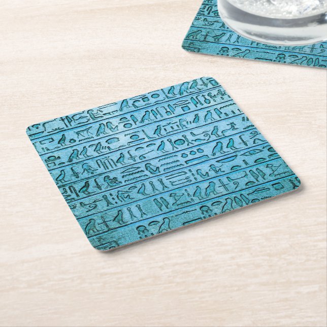 Alte ägyptische Hieroglyphen Blau Rechteckiger Pappuntersetzer (angewinkelt)