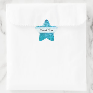 Alte ägyptische Hieroglyphen Blue Vielen Dank Stern-Aufkleber
