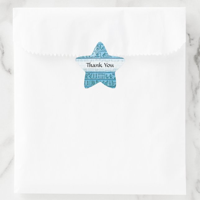 Alte ägyptische Hieroglyphen Blue Vielen Dank Stern-Aufkleber (Tasche)