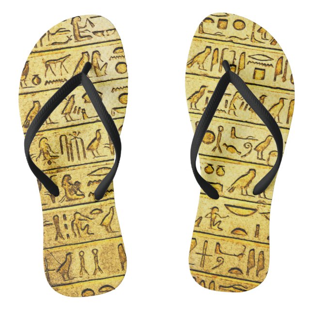 Alte ägyptische Hieroglyphen gelb Flip Flops (Fußbett)