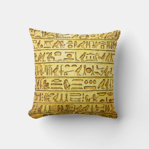 Alte ägyptische Hieroglyphen - gelb Kissen